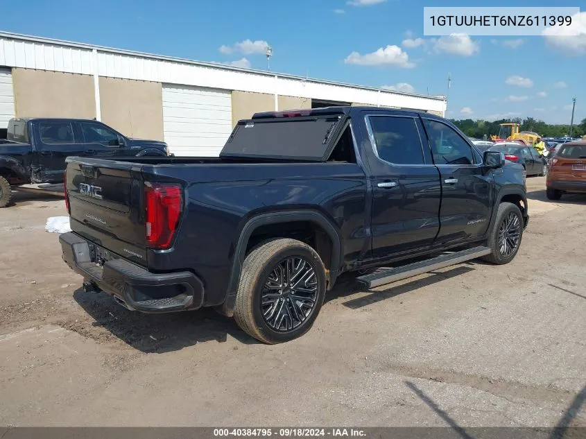 2022 GMC Sierra 1500 4Wd Short Box Denali Ultimate VIN: 1GTUUHET6NZ611399 Lot: 40384795