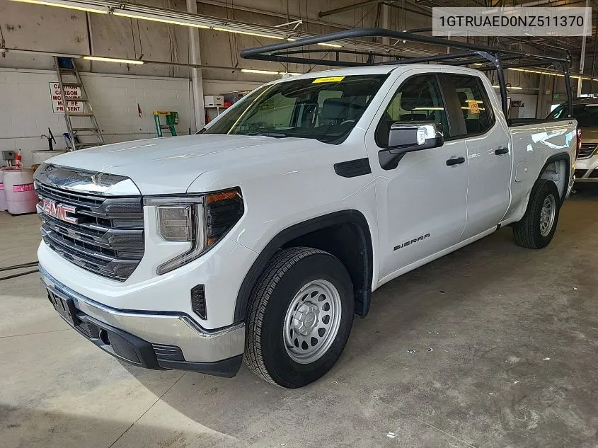 2022 GMC Sierra 1500 4Wd Double Cab Standard Box Pro VIN: 1GTRUAED0NZ511370 Lot: 40397280