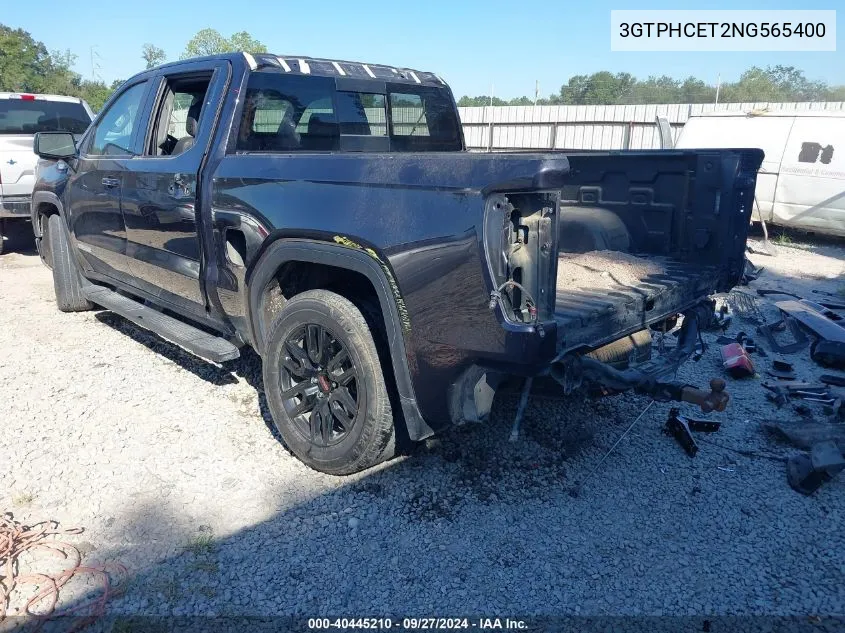 2022 GMC Sierra 1500 2Wd Short Box Elevation VIN: 3GTPHCET2NG565400 Lot: 40445210