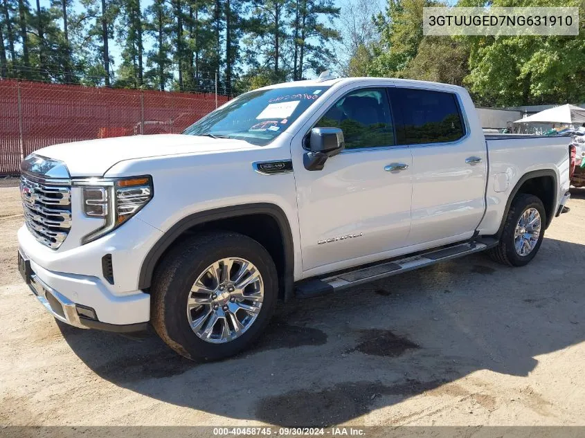 2022 GMC Sierra 1500 VIN: 3GTUUGED7NG631910 Lot: 40458745