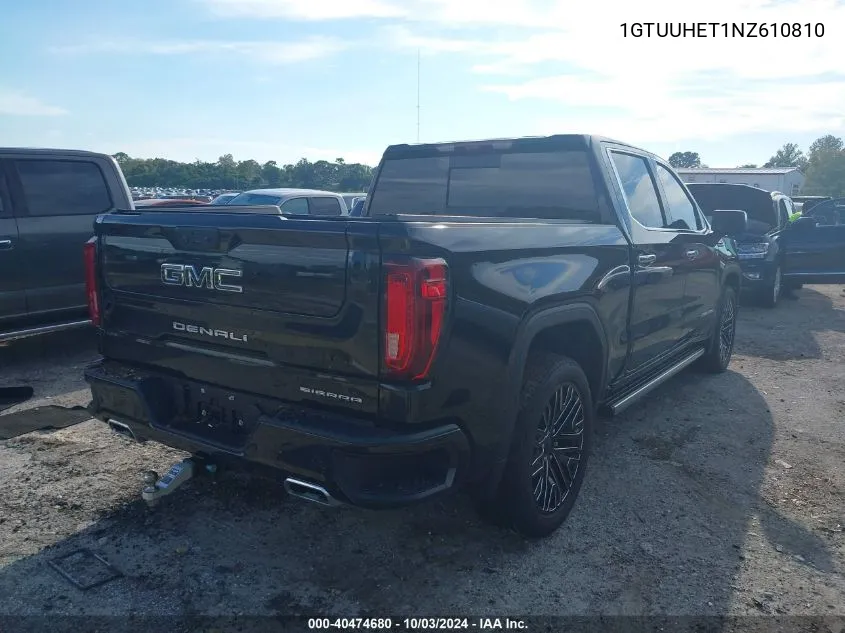 2022 GMC Sierra 1500 4Wd Short Box Denali Ultimate VIN: 1GTUUHET1NZ610810 Lot: 40474680