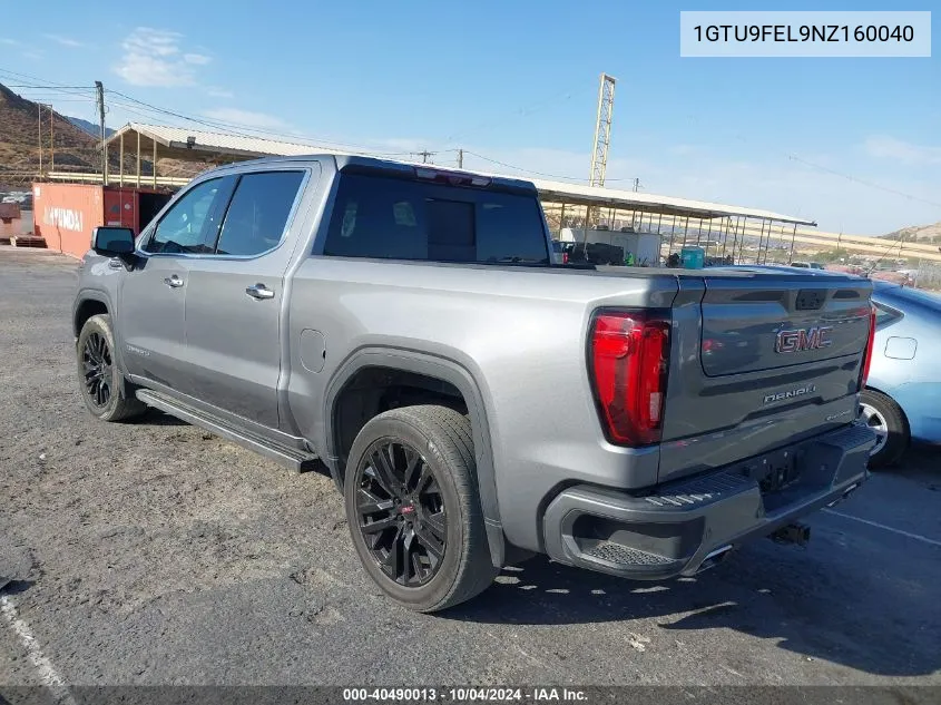 2022 GMC Sierra 1500 Limited 4Wd Short Box Denali VIN: 1GTU9FEL9NZ160040 Lot: 40490013