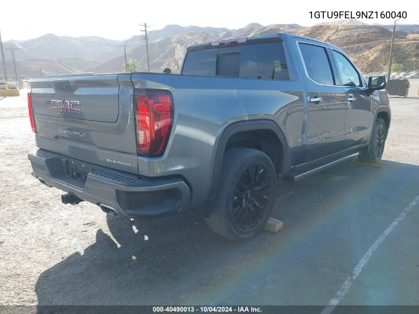 2022 GMC Sierra 1500 Limited 4Wd Short Box Denali VIN: 1GTU9FEL9NZ160040 Lot: 40490013