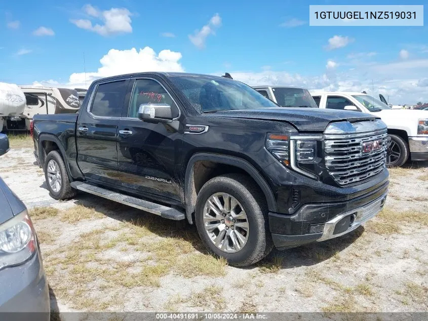 2022 GMC Sierra K1500 Denali VIN: 1GTUUGEL1NZ519031 Lot: 40491691