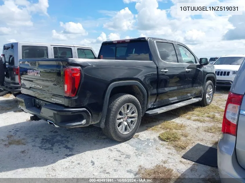 2022 GMC Sierra K1500 Denali VIN: 1GTUUGEL1NZ519031 Lot: 40491691