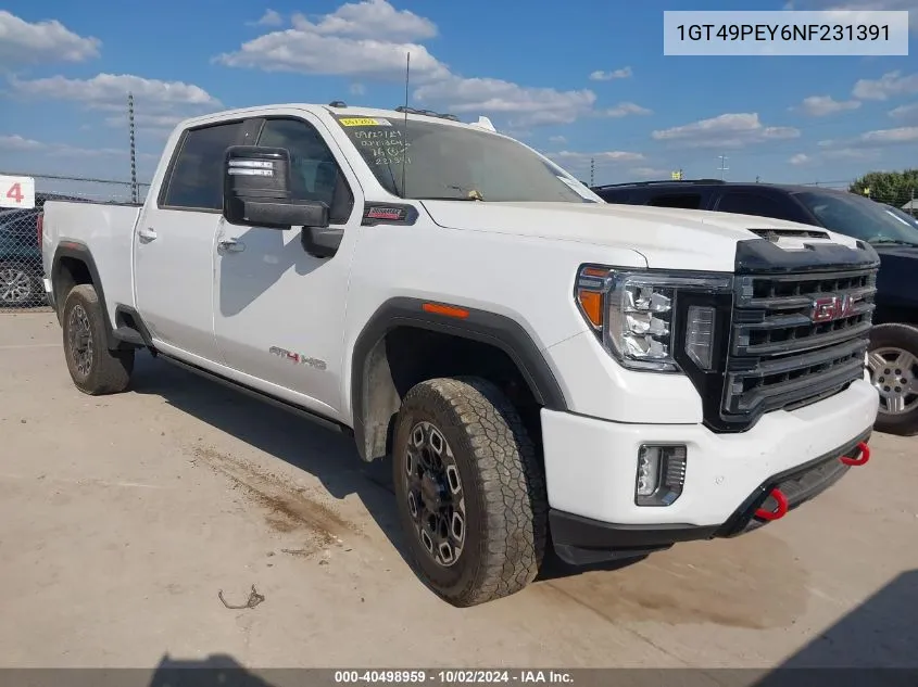 2022 GMC Sierra 2500Hd 4Wd Standard Bed At4 VIN: 1GT49PEY6NF231391 Lot: 40498959