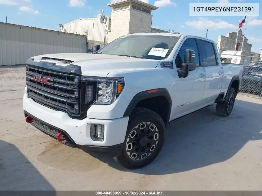 2022 GMC Sierra 2500Hd 4Wd Standard Bed At4 VIN: 1GT49PEY6NF231391 Lot: 40498959