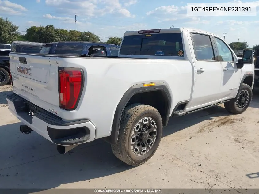 2022 GMC Sierra 2500Hd 4Wd Standard Bed At4 VIN: 1GT49PEY6NF231391 Lot: 40498959