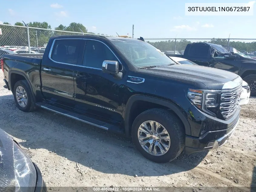 2022 GMC Sierra K1500 Denali VIN: 3GTUUGEL1NG672587 Lot: 40528422