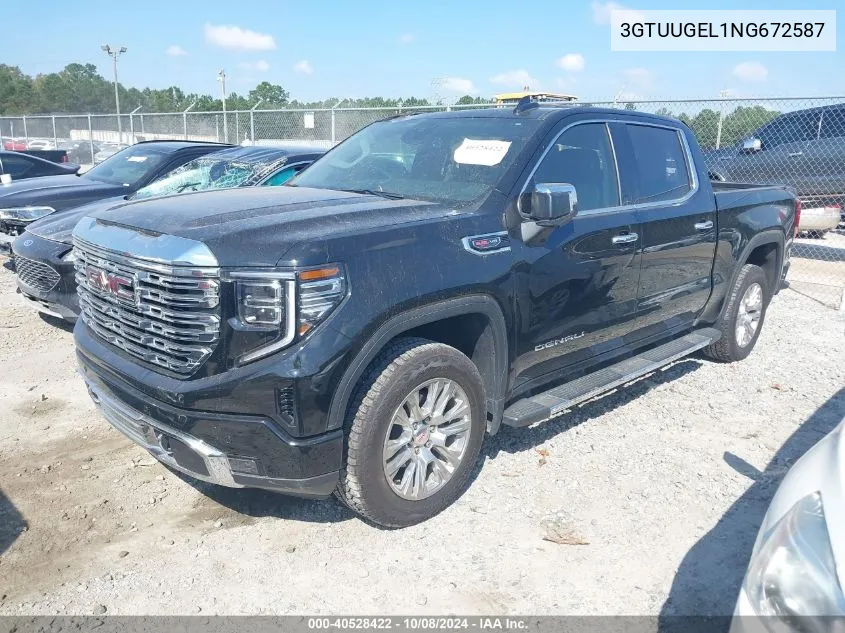 2022 GMC Sierra K1500 Denali VIN: 3GTUUGEL1NG672587 Lot: 40528422