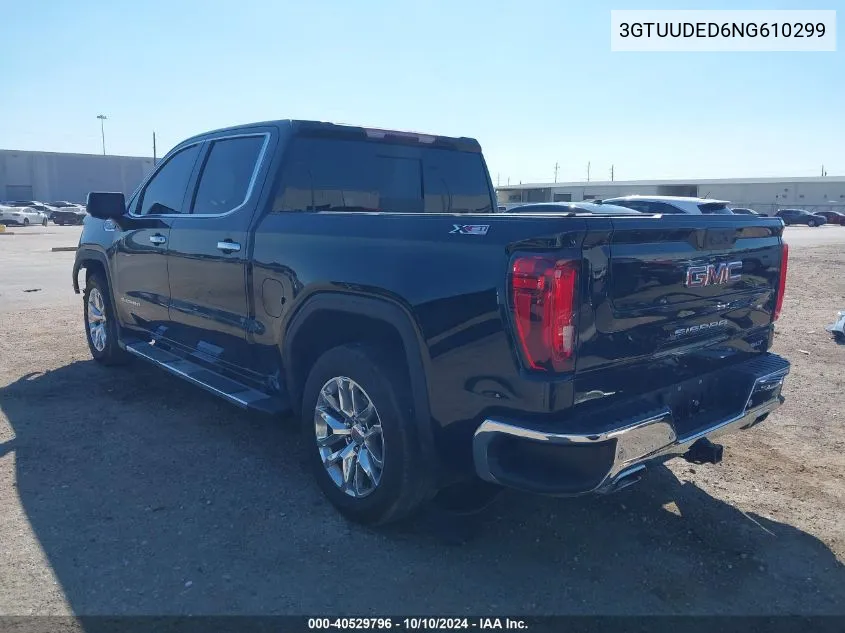 2022 GMC Sierra 1500 4Wd Short Box Slt VIN: 3GTUUDED6NG610299 Lot: 40529796