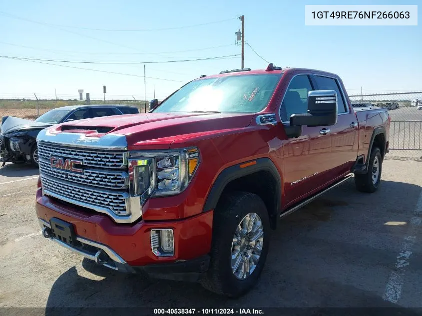 2022 GMC Sierra 2500Hd 4Wd Standard Bed Denali VIN: 1GT49RE76NF266063 Lot: 40538347