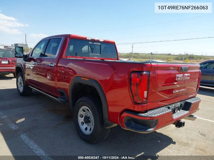 2022 GMC Sierra 2500Hd 4Wd Standard Bed Denali VIN: 1GT49RE76NF266063 Lot: 40538347