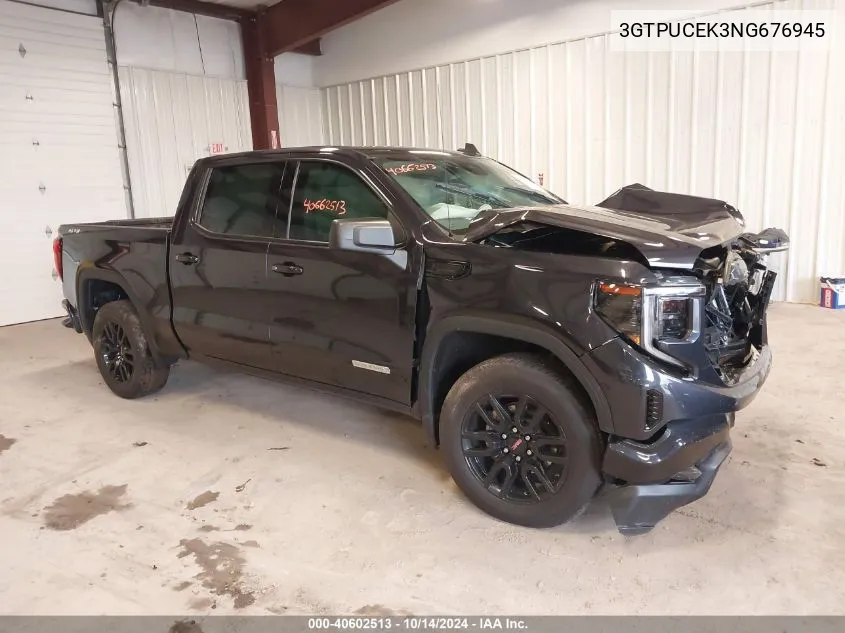 2022 GMC Sierra 1500 4Wd Short Box Elevation With 3Sb VIN: 3GTPUCEK3NG676945 Lot: 40602513