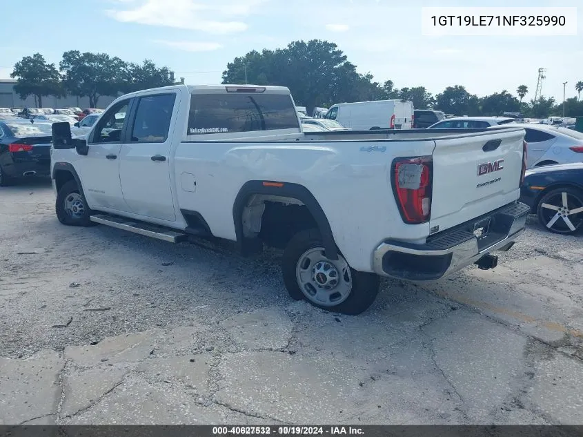 2022 GMC Sierra 2500Hd VIN: 1GT19LE71NF325990 Lot: 40627532