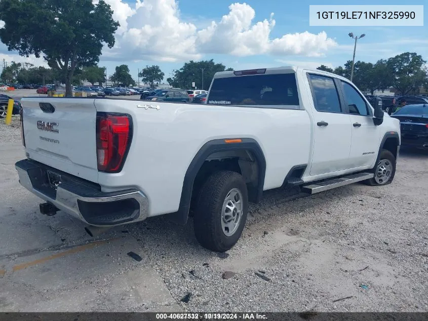 2022 GMC Sierra 2500Hd VIN: 1GT19LE71NF325990 Lot: 40627532