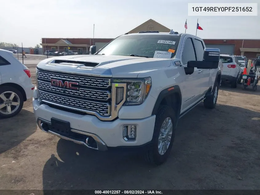 2023 GMC Sierra 2500Hd 4Wd Standard Bed Denali VIN: 1GT49REY0PF251652 Lot: 40012257