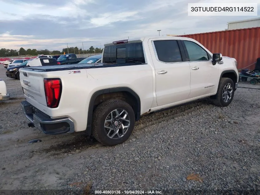 2024 GMC Sierra 1500 4Wd Short Box Slt VIN: 3GTUUDED4RG114522 Lot: 40503136