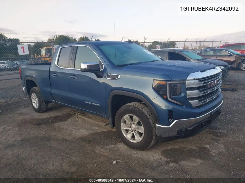 2024 GMC Sierra 1500 4Wd Standard Box Sle VIN: 1GTRUBEK4RZ342092 Lot: 40508542