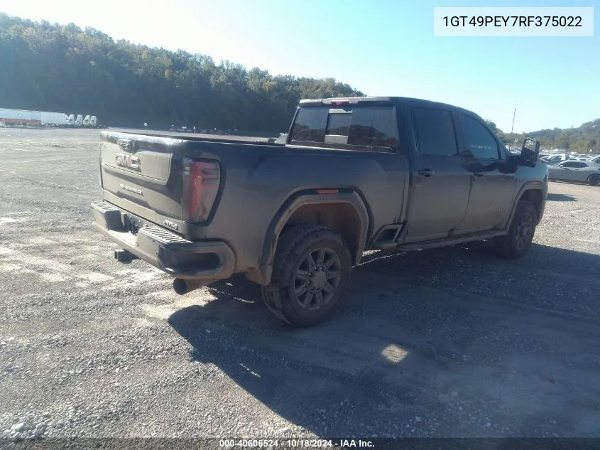 2024 GMC Sierra 2500Hd 4Wd Standard Bed At4 VIN: 1GT49PEY7RF375022 Lot: 40606524