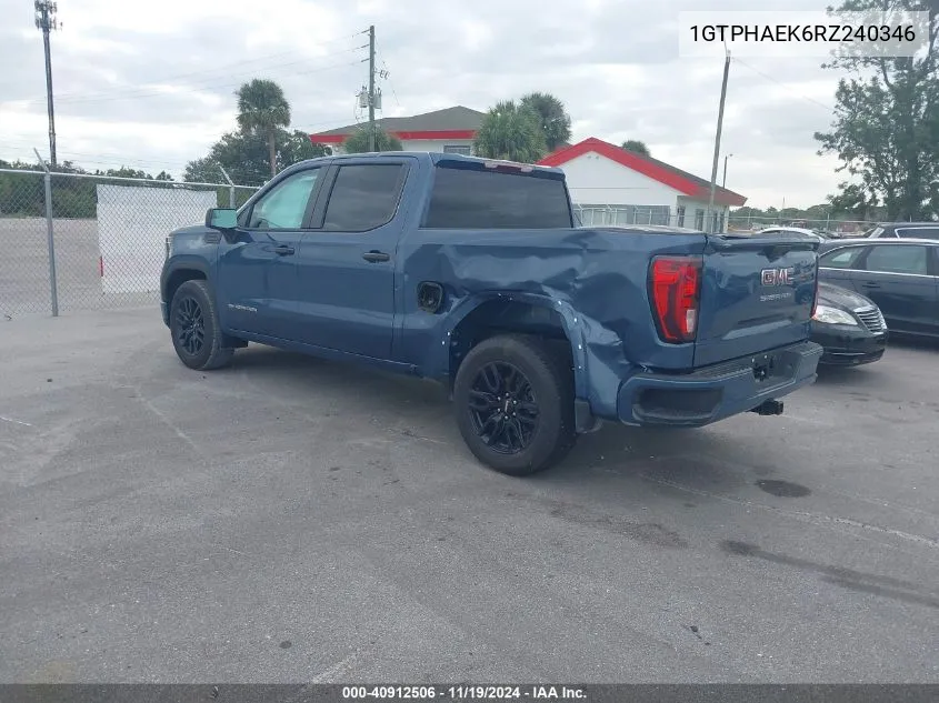 2024 GMC Sierra 1500 2Wd Short Box Pro VIN: 1GTPHAEK6RZ240346 Lot: 40912506