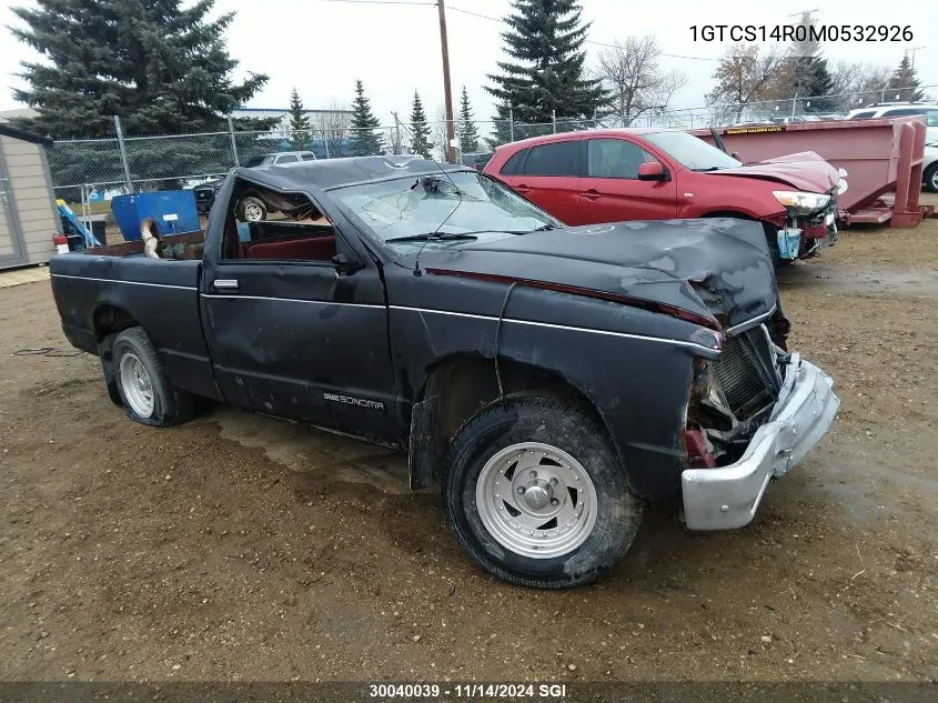 1991 GMC Sonoma VIN: 1GTCS14R0M0532926 Lot: 30040039