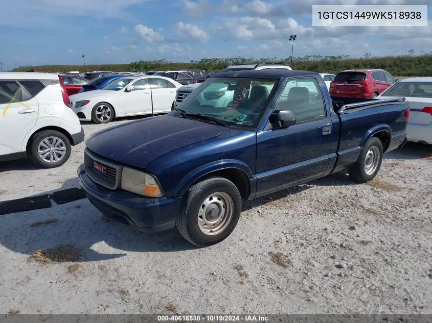 1998 GMC Sonoma VIN: 1GTCS1449WK518938 Lot: 40616538