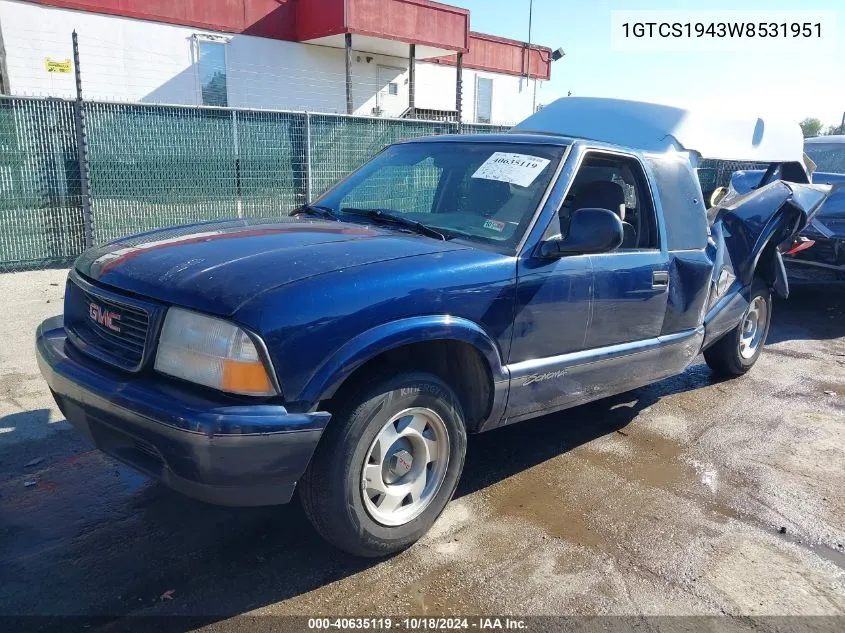 1998 GMC Sonoma Sls VIN: 1GTCS1943W8531951 Lot: 40635119