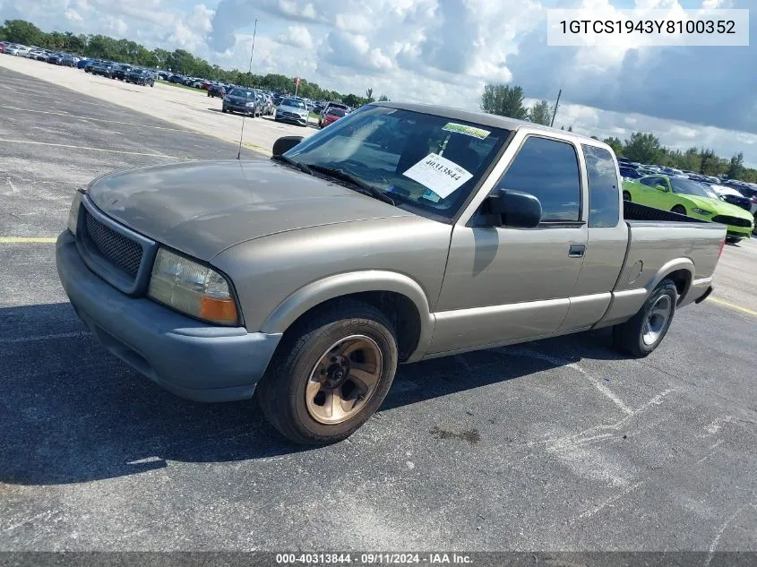 2000 GMC Sonoma Sls VIN: 1GTCS1943Y8100352 Lot: 40313844