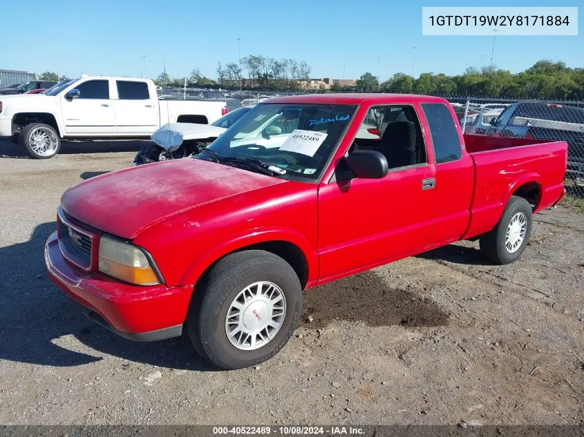 2000 GMC Sonoma Sls VIN: 1GTDT19W2Y8171884 Lot: 40522489