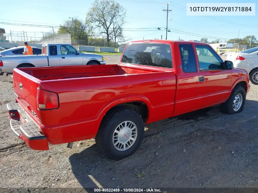 2000 GMC Sonoma Sls VIN: 1GTDT19W2Y8171884 Lot: 40522489