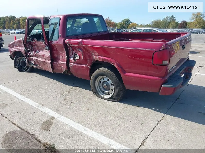 2000 GMC Sonoma Sls VIN: 1GTCS19W9YK104121 Lot: 40621118