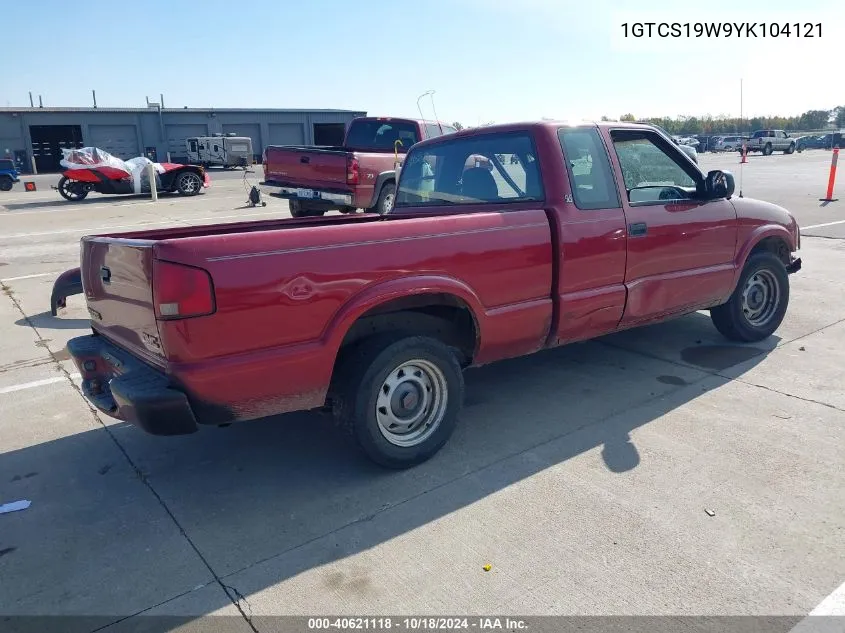 2000 GMC Sonoma Sls VIN: 1GTCS19W9YK104121 Lot: 40621118