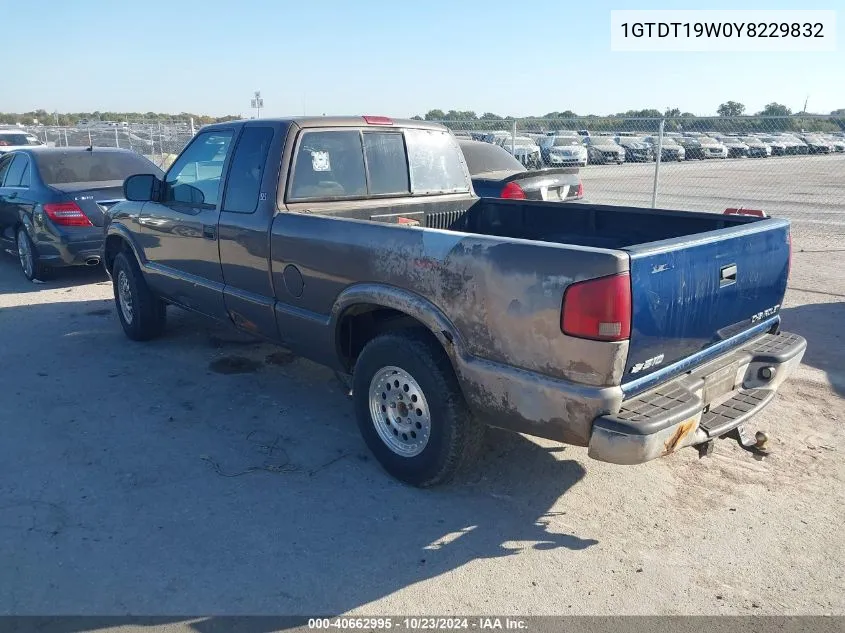 2000 GMC Sonoma Sls VIN: 1GTDT19W0Y8229832 Lot: 40662995