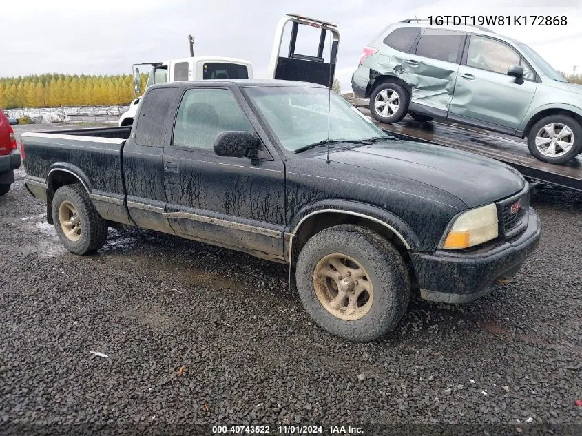 2001 GMC Sonoma Sls VIN: 1GTDT19W81K172868 Lot: 40743522