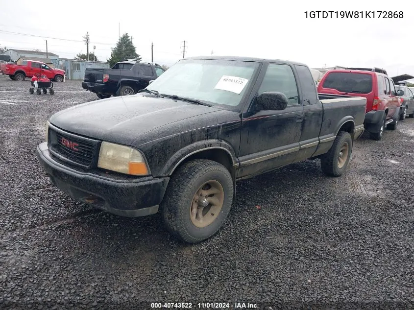 2001 GMC Sonoma Sls VIN: 1GTDT19W81K172868 Lot: 40743522