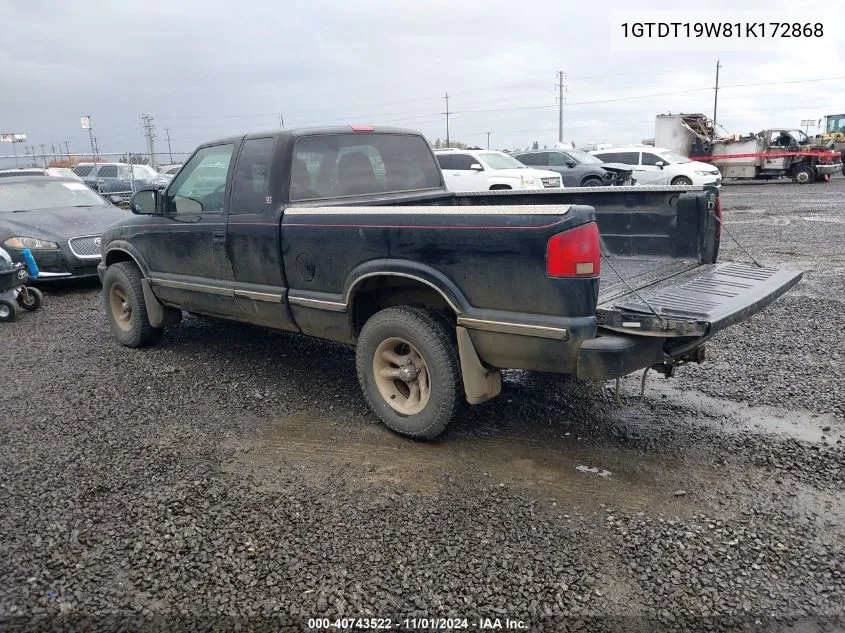 2001 GMC Sonoma Sls VIN: 1GTDT19W81K172868 Lot: 40743522