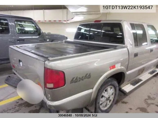 1GTDT13W22K193547 2002 GMC Sonoma