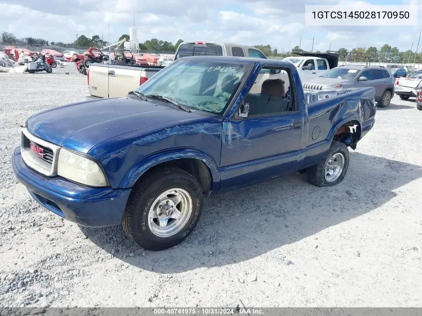 2002 GMC Sonoma Sl VIN: 1GTCS145028170950 Lot: 40741975