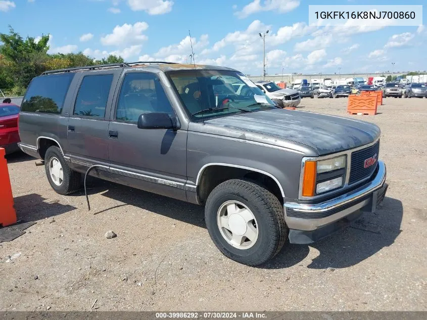 1992 GMC Suburban K1500 VIN: 1GKFK16K8NJ700860 Lot: 39986292