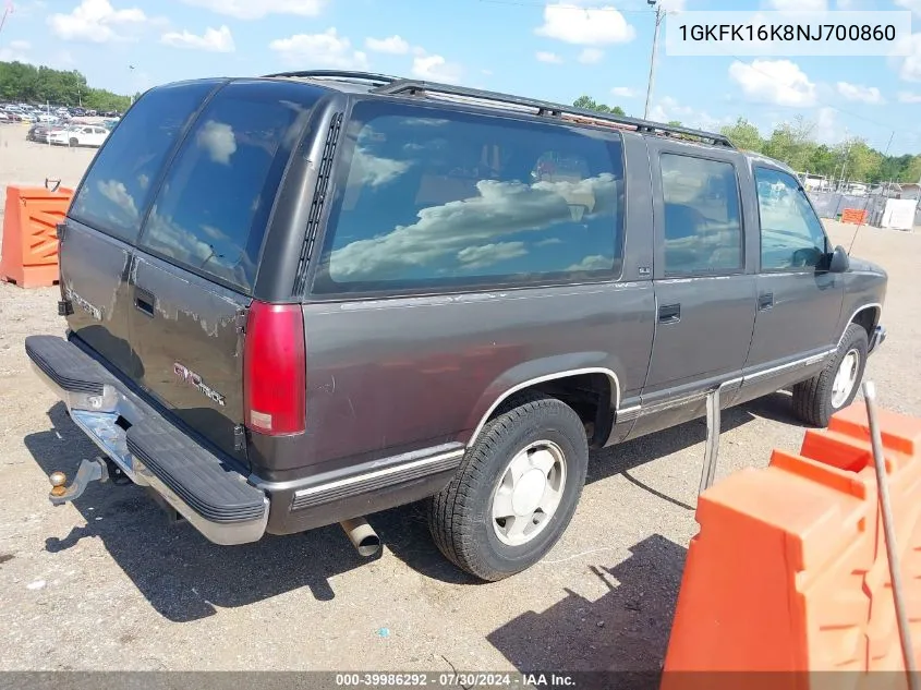 1992 GMC Suburban K1500 VIN: 1GKFK16K8NJ700860 Lot: 39986292