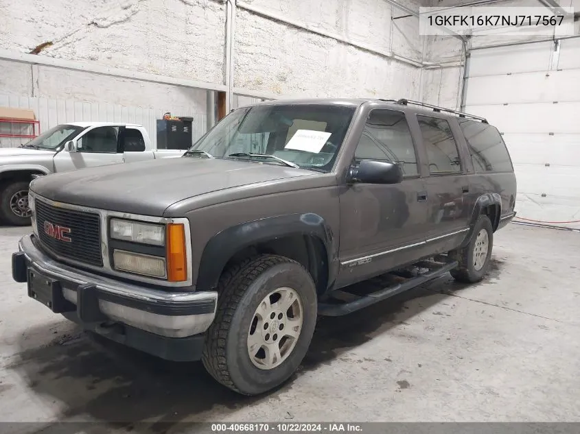 1992 GMC Suburban K1500 VIN: 1GKFK16K7NJ717567 Lot: 40668170