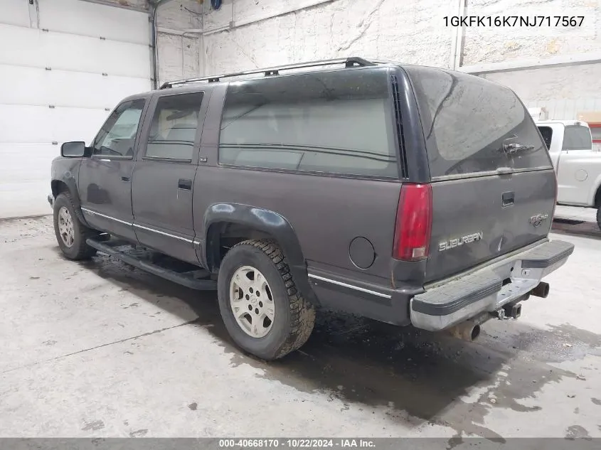 1992 GMC Suburban K1500 VIN: 1GKFK16K7NJ717567 Lot: 40668170