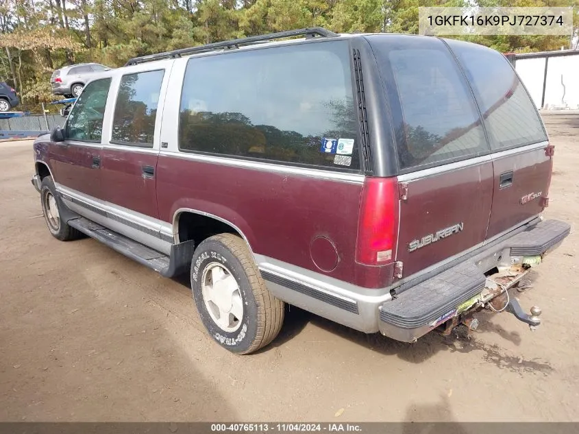 1993 GMC Suburban K1500 VIN: 1GKFK16K9PJ727374 Lot: 40765113