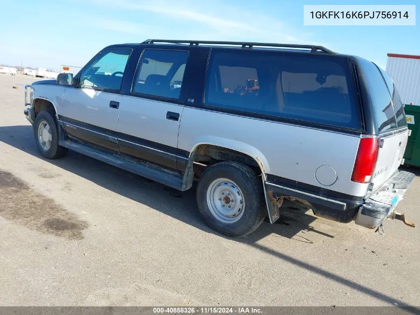 1993 GMC Suburban K1500 VIN: 1GKFK16K6PJ756914 Lot: 40858326