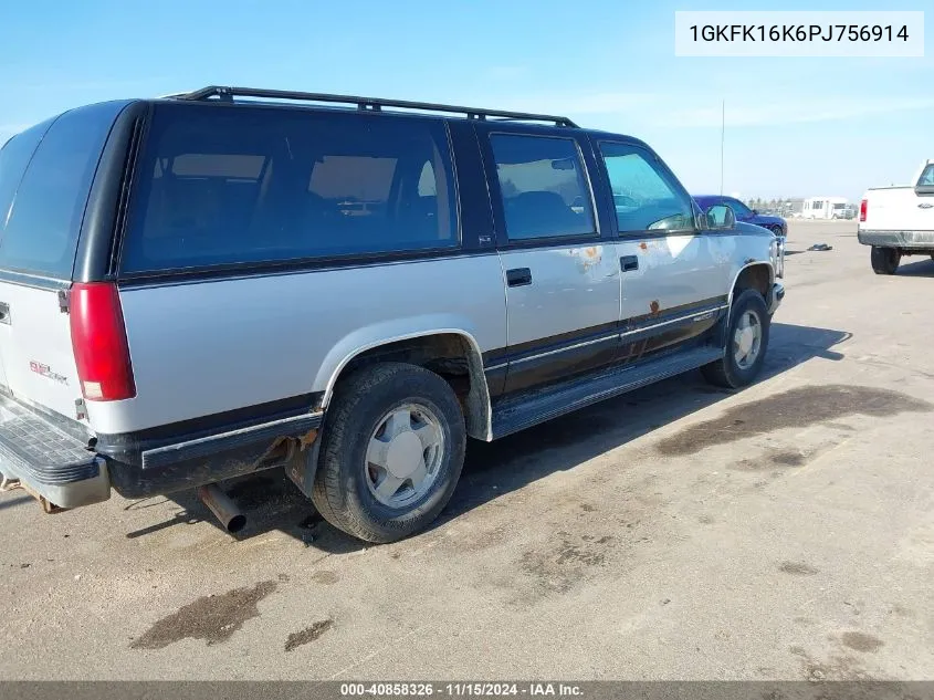 1993 GMC Suburban K1500 VIN: 1GKFK16K6PJ756914 Lot: 40858326