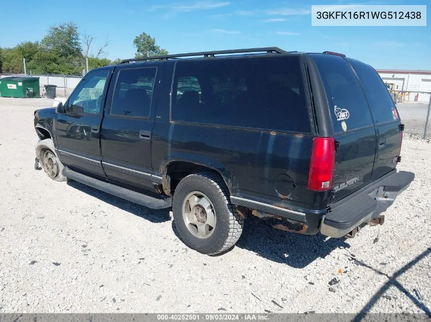 1998 GMC Suburban 1500 Sl VIN: 3GKFK16R1WG512438 Lot: 40252501