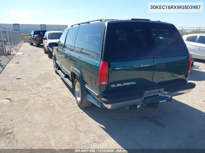 1998 GMC Suburban 1500 Sl VIN: 3GKEC16RXWG503987 Lot: 40817598