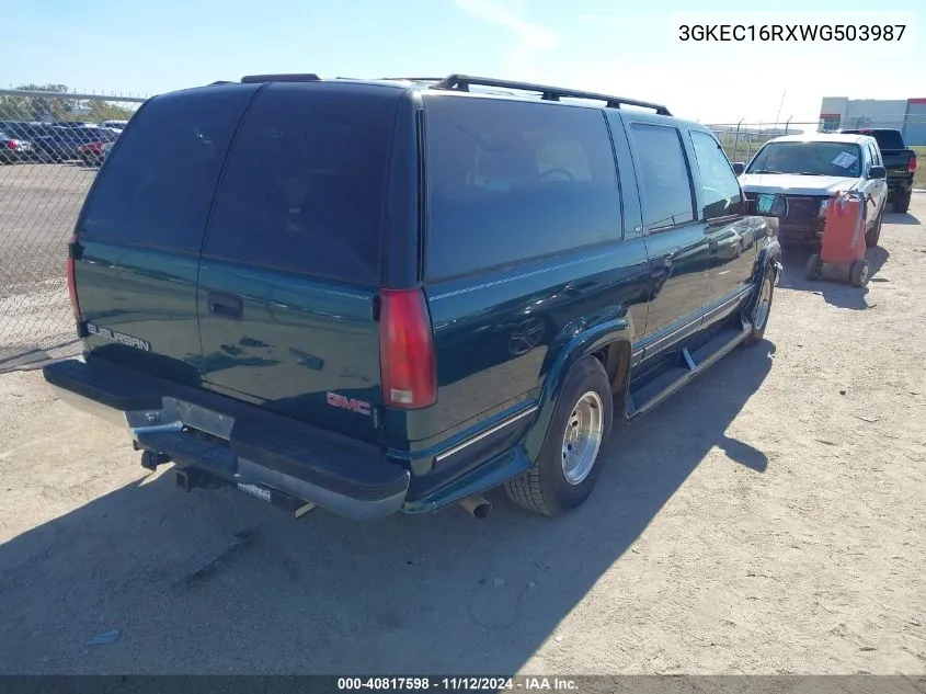 1998 GMC Suburban 1500 Sl VIN: 3GKEC16RXWG503987 Lot: 40817598