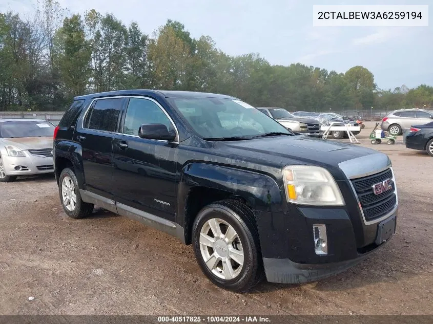 2010 GMC Terrain Sle-1 VIN: 2CTALBEW3A6259194 Lot: 40517825